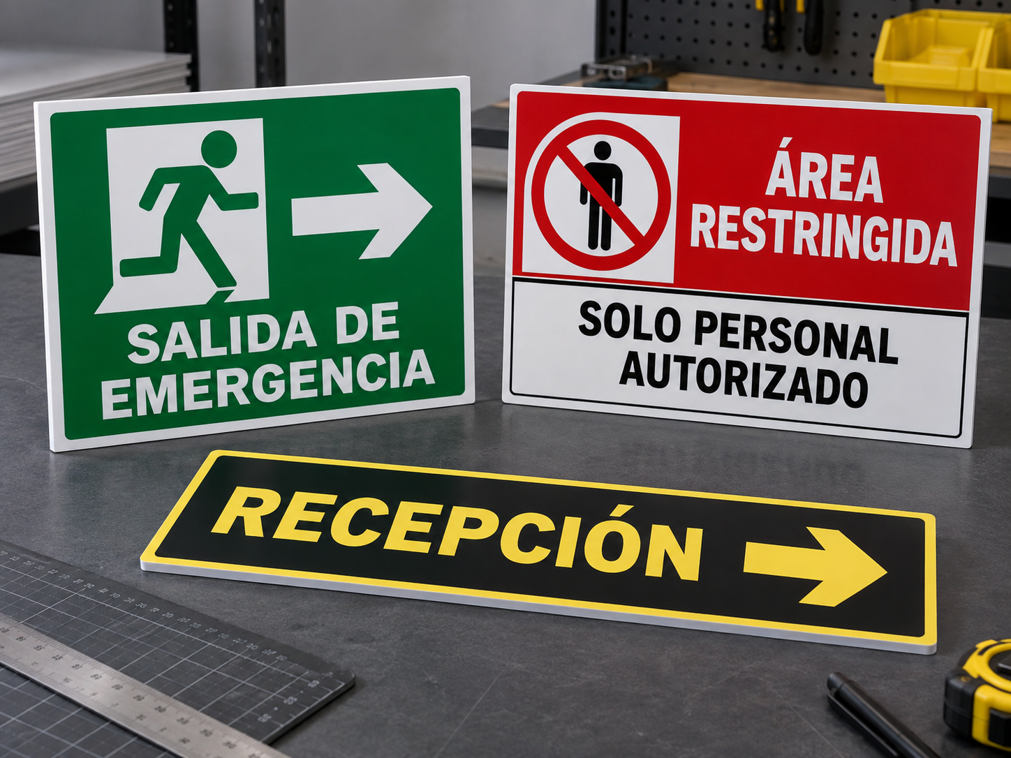 Referencias de señalética comercial como productos sin instalar